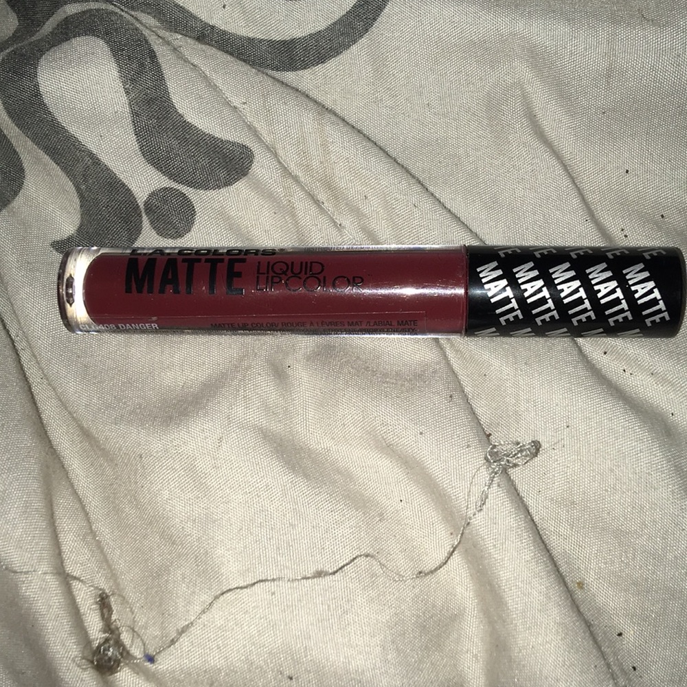 Dark red matte lipstick